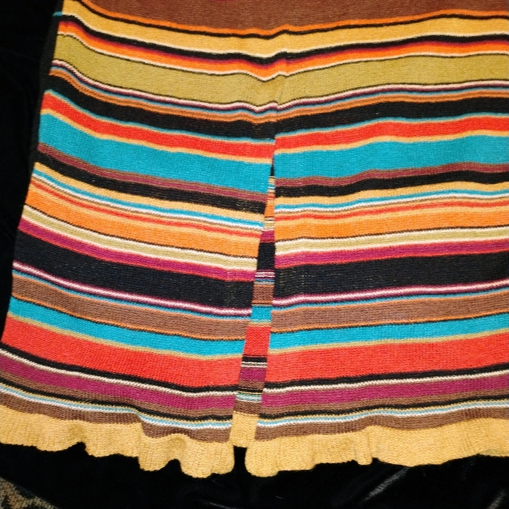 Women's Double-D Ranch Linen Nylon Southwestern Color Stripe Black Maxi Skirt XS - Picture 8 of 11